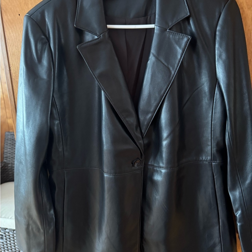 Black Vegan Leather Blazer Jacket!